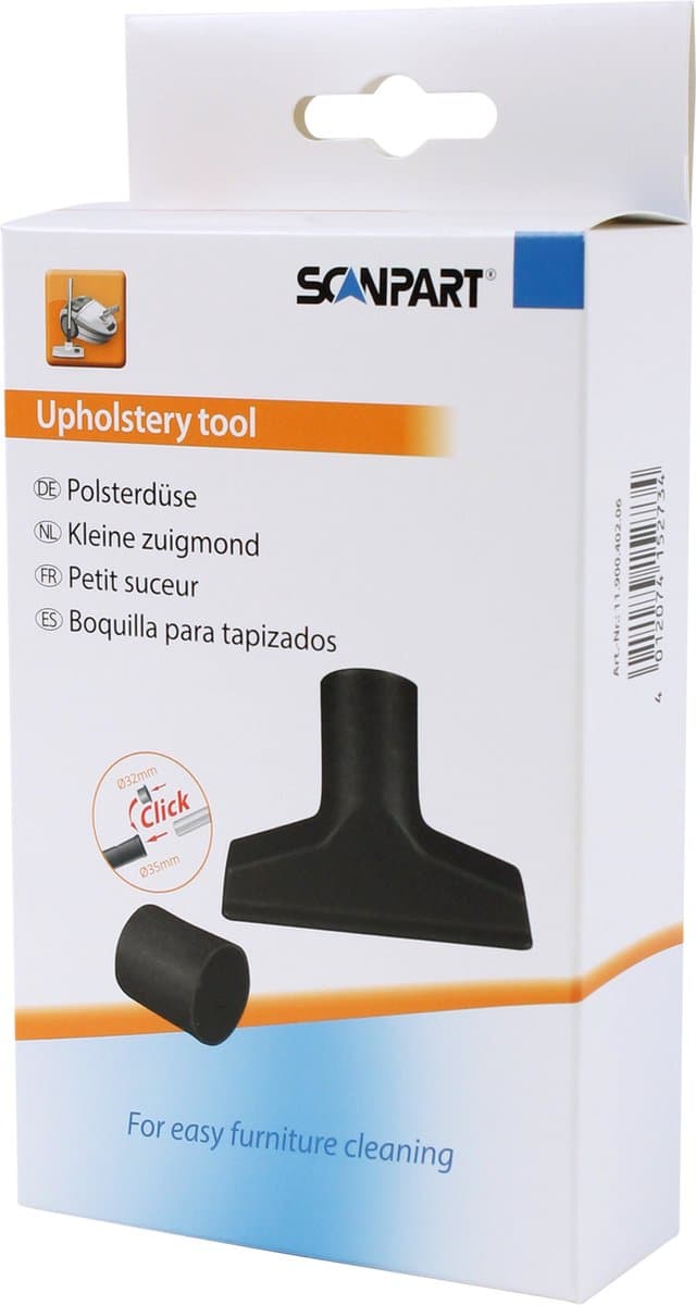 Scanpart stofzuigermondstuk 32 en 35 mm - Meubelborstel - Bekleding - Klein opzetstuk - Kleine zuigmond - Geschikt voor AEG Bosch Electrolux Miele Moulinex Nilfisk Panasonic Philips Rowenta Siemens - Universeel — afbeelding 1