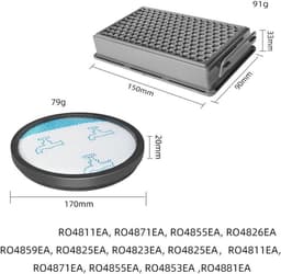 Vervangende HEPA-filterset Geschikt voor Rowenta Compact Power XXL RO4811EA RO4871EA RO4855EA RO4826EA stofzuigers — thumbnail 4