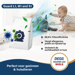 DEGG® - Stofzuigerzakken Geschikt voor Miele CO & TU – 10 Stuks – Vervangt HyClean Pure / Allergy – Compatibel met Guard L1, M1 & S1 — thumbnail 4