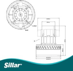 Sillar, stofzuigermotor 1200W H167 - 2-turbine - vervanging - geschikt voor industriele stofzuiger Karcher PUZZI NT Philips TRIATHLON Rowenta Bosch Starmix - 220V - 50/60Hz — thumbnail 4