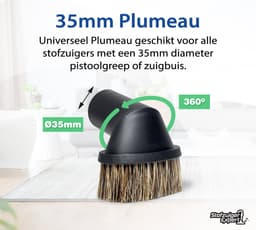 Plumeau Universeel 35mm / Geschikt voor Miele - Zacht Paardenhaar voor gevoelige oppervlaktes - 360° Draaibaar — thumbnail 2