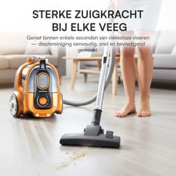 Heinner Zakloze Stofzuiger – 2,2L – HEPA Filter 13 – 750W – Cyclonisch Systeem – Telescopische Buis – Zwart / Oranje — thumbnail 3