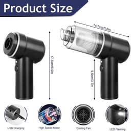 Draadloze 3-in-1 Handstofzuiger – Mini Stofzuiger & Stofblazer – Oplaadbaar – Voor Huis, Auto & Huisdierenhaar – Basismodel Zilver/Zwart — thumbnail 5