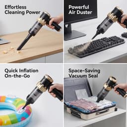 Handheld Vacuum Cleaner, 22000Pa Handheld Vacuum Cleaner Battery, Car Vacuum Cleaner with Brushless Motor, Car Wireless Vacuum Cleaner for Office, Home, Black — thumbnail 4