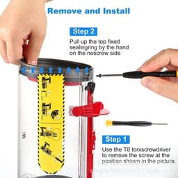 Stofreservoiraccessoire, geschikt voor Dyson V11, afdichtingsring, transparante bodem. — thumbnail 2