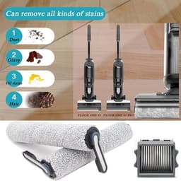 Accessoireset - 9 stuks - geschikt voor Tineco Floor One S5 - FLOOR ONE S5 PRO - S5 PRO 2 - S5 PRO SERIES - IFLOOR 5 BREEZE - accustofzuiger (nat en droog) - Vervangingsonderdelen - Inclusief 1 borstelrollen en 6 HEPA-filters en 2 reinigingsborstel — thumbnail 3