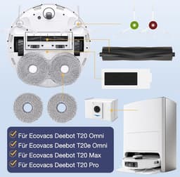 20 stuks Accessoires Ecovacs DEEBOT T20 Omni, T20 e Omni, 1 rubberen hoofdborstel, 4 filters HEPA, 4 schoonmaakdoeken, 6 zijborstels, 4 stofzakken — thumbnail 3