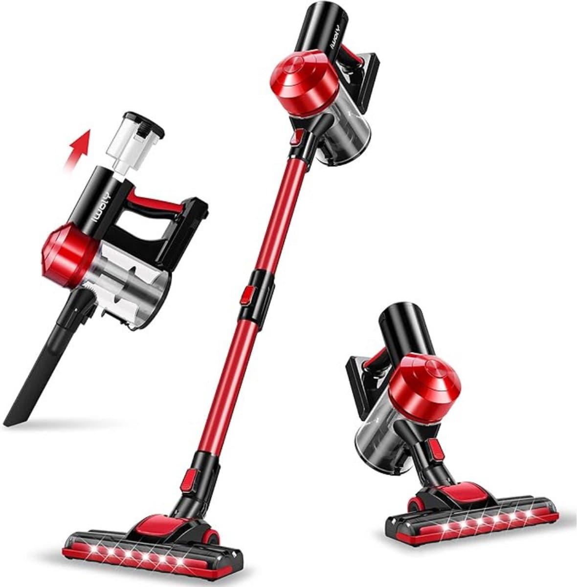 Stofzuiger zonder Zak – Op Accu – Tapijtreiniger – Vacuum Cleaner – Vlekkenreiniger – Draadloos – 150W – Rood — afbeelding 1
