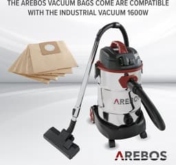 AREBOS 5x Stofzuigerzak geschikt voor industriële stofzuiger 1600W — thumbnail 5