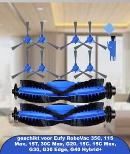 Accessoires Kit Borstels Vervanging geschikt voor Eufy RoboVac 35C, 11S Max, 15T, 30C Max, G20, 15C, 15C Max, G30, G30 Edge, G40 Hybrid+ robotstofzuiger, 2 x hoofdrolborstels, 8 x zijborstels (10 — thumbnail 1