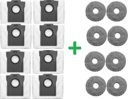 8 x mop - dweildoek + 8 x stofzuigerzak zak voor Dreame X50 - X40 - X30 - Hoogwaardige vervanging compatibel met Dreame L10s pro Ultra - L10s Pro Ultra Heat - X40 Ultra E12 - L40 Ultra - L10s Ultra Gen2 - Accessoires - reserveonderdelen — thumbnail 1