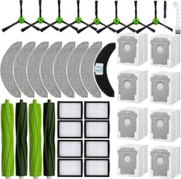 PolkaHome® 38-delige vervangingsset geschikt voor iRobot Roomba Combo J7+/J9+/10 Max – 4 hoofdborstels, 8 zijborstels, 8 HEPA-filters, 8 stofzuigerzakken, 8 dweilpads, 1 schroevendraaier, 1 2-in-1 borstel, accessoires & onderdelen. Compleet Pakket — thumbnail 1