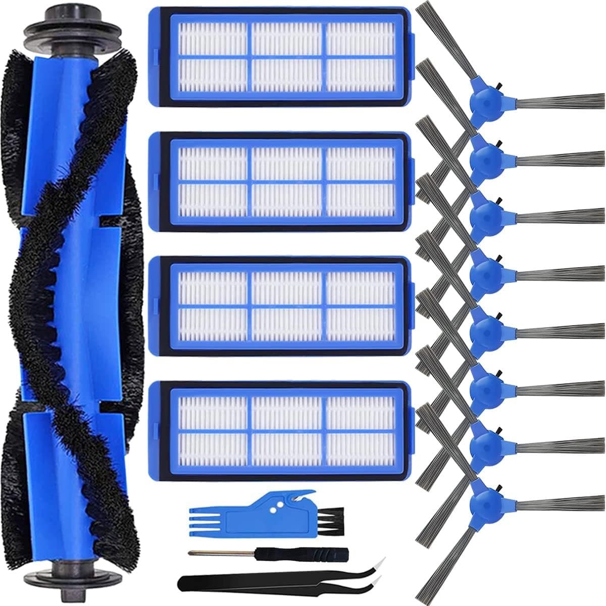 Accessoireset geschikt voor Eufy Robovac 11S Max, Robovac 15C Max, Robovac 30C Max, G20, G30, G30 Edge, G10 hybride robotstofzuiger, vervangingsdeel 1 hoofdborstel, 8 zijborstels, 4 filters — afbeelding 1