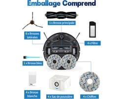 21 stuks reserveaccessoires geschikt voor Ecovacs Deebot X1 Omni / X1 e Omni / X1 Turbo / T10 Turbo/Omni robotstofzuiger, 1 hoofdborstel, 6 zijborstels, 4 dweilers, 4 filters, 4 zakken