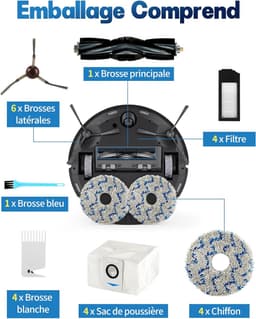 21 stuks reserveaccessoires geschikt voor Ecovacs Deebot X1 Omni / X1 e Omni / X1 Turbo / T10 Turbo/Omni robotstofzuiger, 1 hoofdborstel, 6 zijborstels, 4 dweilers, 4 filters, 4 zakken — thumbnail 1