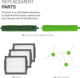 kwmobile reserveonderdelen compatibel met iRobot - Set van 8 - Geschikt voor Roomba e5, i7 en i7+ met 3 filters, 3 zijborstels en 2 hoofdborstels — thumbnail 3