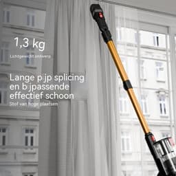 Steelstofzuiger Draadloos-Accu Stofzuiger-50 kPa Zuigkracht-60 Min Gebruiksduur-LED Display-HEPA Filter-Anti-Klit Borstel-Voor Tapijt Dierenharen Auto-1,5 L-Goud — thumbnail 5