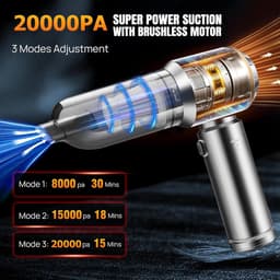 Mini Auto Stofzuiger - Draadloze Handstofzuiger - Auto Interieur Reinigen - 4-in-1 Functies - 22000 PA Zuigkracht - Zilver Goud — thumbnail 2