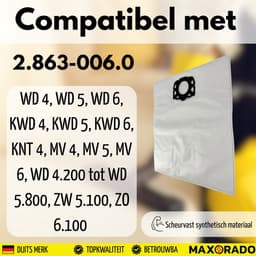 Maxorado Stofzuigerzakken 50 Stuks geschikt voor Kärcher KFI 487 WD4 WD5 WD6 MV4 MV5 MV6 – Sterke Vliesfilterzakken voor Nat en Droogzuiger – Alternatief voor 2.863-006.0 — thumbnail 4