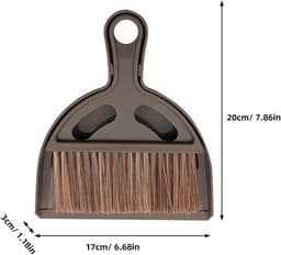 Stofblik met Borstel - Stoffer en blik - Bureau reinigen - Ruimtebesparend ophangen - 20x17x3 cm - Koffiekleur — thumbnail 5