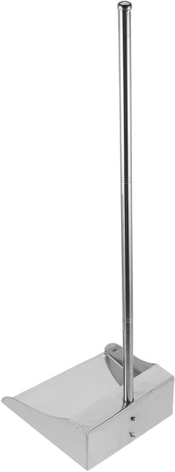 Vuilblik met Handgreep - Afvalschep Stoffer - Efficiënt Schoonmaken - Roestvrij Staal Materiaal - 70 cm Hoog - Zilverkleurig — thumbnail 1