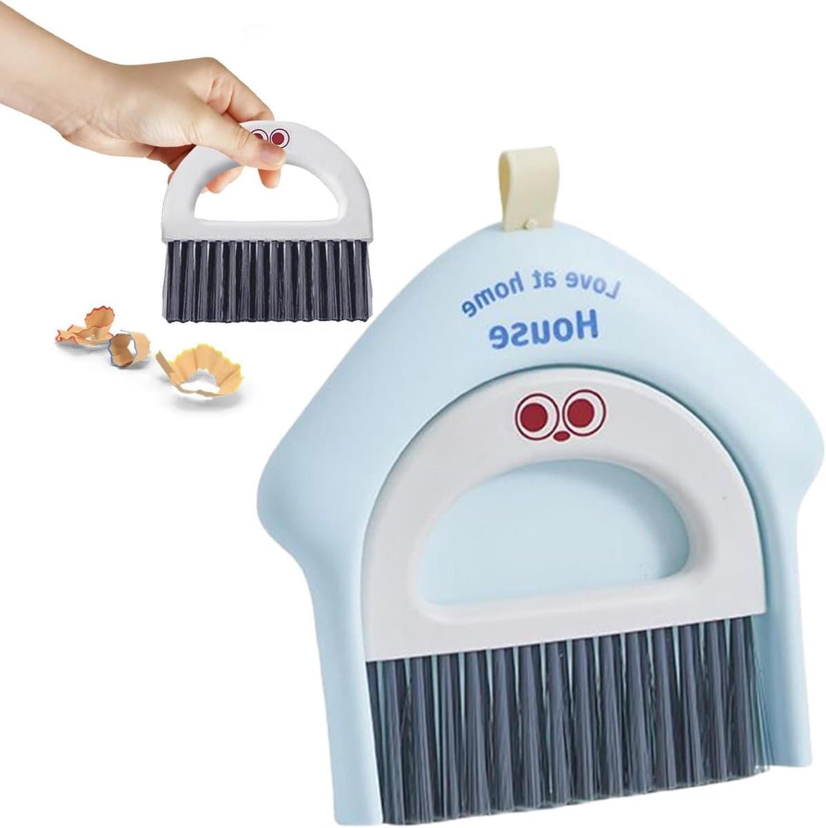 Veegset met Bezem - Mini Stoffer - Huishoudelijk Schoonmaken - Zachte Beschermende Borstels - Compact Formaat - Blauw — afbeelding 1