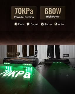 Proscenic P20 - Ultrakrachtige draadloze steelstofzuiger - 80 kPa/180AW/680W - 70 min. looptijd - SmartSpeed™ - Verwijderbare accu - 180° inklapbare buis - Zelfstandig staand — thumbnail 5