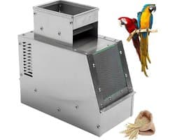 Elektrische graanreiniger - Vogelvoer separator - Graan schoonmaken - Instelbare ventilator - 25 x 13 x 25 cm - Zilver