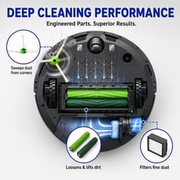 Geschikt voor accessoires voor iRobot Roomba i7 i7+ i3 E5 i3+ i4 i6 i6+ i8 i8+ robotstofzuigers – Compatibel met i7 i8 i6 i5 i4 i3 i1 E5 E6 J5 J6 J7 J8 J9 Plus – 3 HEPA Filters – 3 Zijborstels – 2 Rubberen Hoofdborstels – Vervangende Onderdelen Set — thumbnail 5
