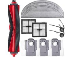 10 stuks - Vervangende accessoireset compatibel met Roborock Q10 S5/Q10 S5+/Q10 X5/Q10 X5+ robotstofzuigeronderdelen: 1 hoofdborstel, 2 HEPA-filters, 2 dweilpads, 3 stofzakken, 2 zijborstels