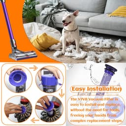 Vervangingsset met 6 stofzuigerfilters voor de Dyson V7 - V8 Animal en V8 Absolute draadloze stofzuiger - inclusief 3 nafilters en 3 voorfilters. Vervangt onderdeelnummers 965661-01 en 967478-01. — thumbnail 3