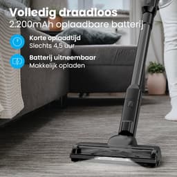 Auronic Steelstofzuiger Draadloos 220W - Draadloze Stofzuiger - HEPA Filter - Zelfstaand - Op Accu - Zonder Zak - Kruimeldief - Vacuum Cleaner - Zwart — thumbnail 3
