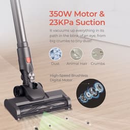 JIGOO C200 Snoerloze Stofzuiger, 23KPa Zuigkracht, 40min Werkduur, 2 Werkstanden, Telescopische Metalen Buis & LED Koplamp, Grijs — thumbnail 5