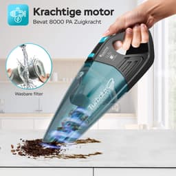 TurboTronic LUX400 Kruimeldief snoerloos - Handstofzuiger - Droog en Nat Kruimelzuiger - Zwart/Blauw — thumbnail 3