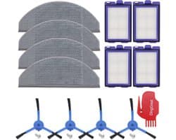 Vervangende accessoires voor Eufy RoboVac X8 Hybrid robotstofzuiger, 4 zijborstels, 4 HEPA-filters, 4 microvezel-dweildoek, 1 reinigingsborstel