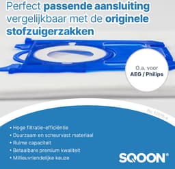 SQOON® Stofzuigerzakken - Geschikt voor AEG (VX8.2 Silence, VX7, VX6, GR201S, GR201M), Philips (3000 Series, Power Go, Performer) en Electrolux (Standard Bag, XXL130, Ergospace) - Hoogwaardige Kwaliteit! - 8 stuks — thumbnail 3