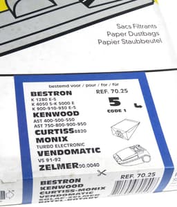 Stofzuigerzakken geschikt voor Bestron K900 910S 930E - 5 stuks - K1280 K4050 K5000 — thumbnail 4