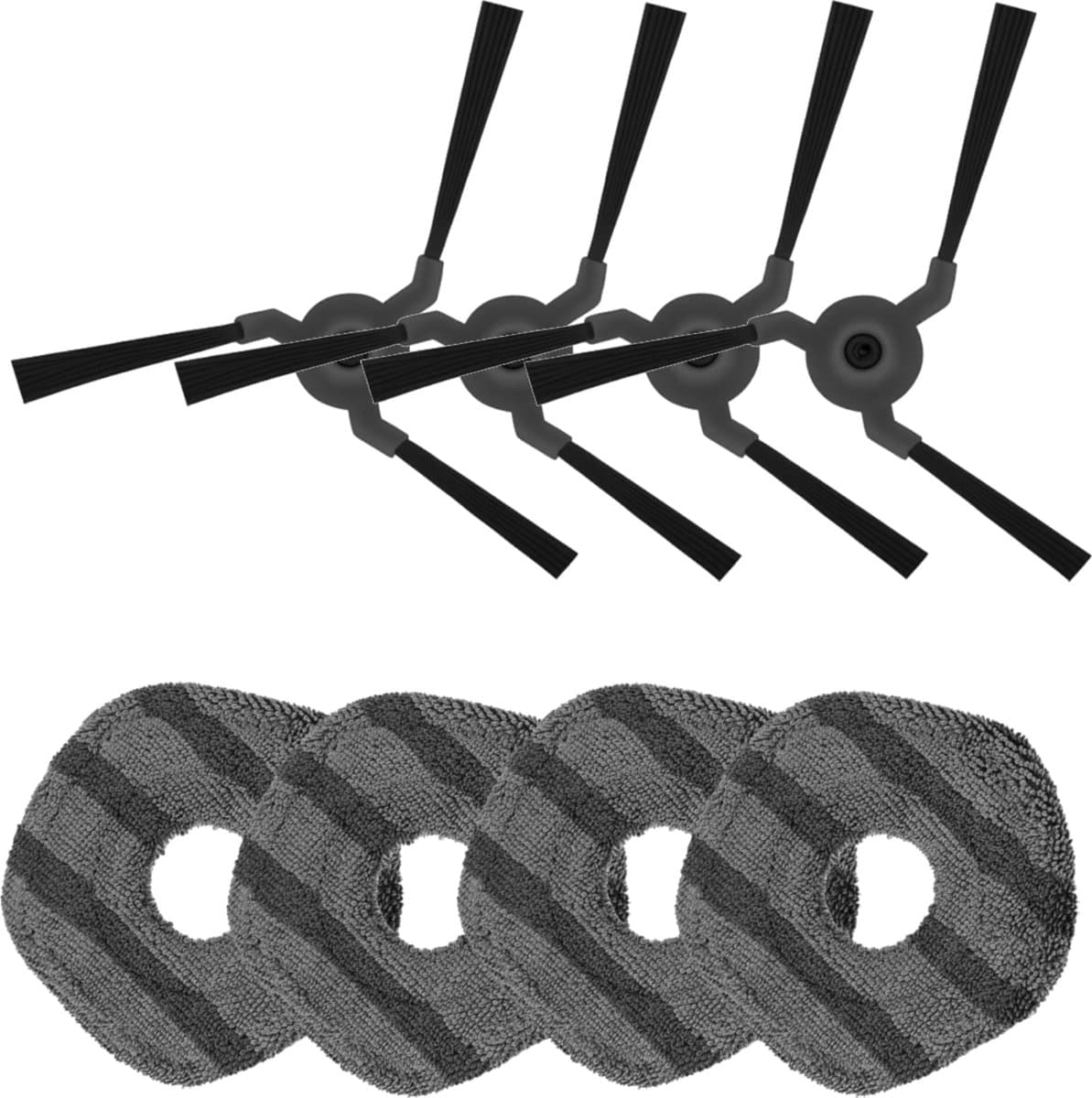 4x Zijborstel, 4x Mop Pad Geschikt voor Eufy X9 Pro, X10 Pro Omni Robotstofzuiger Accessoires — afbeelding 1