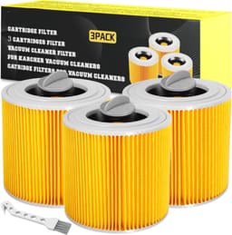 3 Patroonfilters Geschikt voor Kärcher Stofzuigers, Patroonfilter voor [WD3, WD2, WD1, MV3, MV2, A, K, KNT, NT, SE, VC] - Vervangt 6.414-552.0, 6.414-772.0 — thumbnail 1