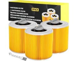 3 Patroonfilters Geschikt voor Kärcher Stofzuigers, Patroonfilter voor [WD3, WD2, WD1, MV3, MV2, A, K, KNT, NT, SE, VC] - Vervangt 6.414-552.0, 6.414-772.0