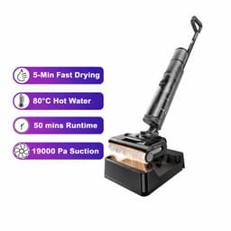 Nat en Droog Steelstofzuiger met Dweilfunctie - Vloerreiniger - 19000Pa Zuigkracht - 80°C Zelfreiniging - 5 Min Sneldrogend - 50 Min Accu - Anti Klit Borstel - 3 Standen - Plat Ontwerp - Voor Harde Vloeren — thumbnail 2