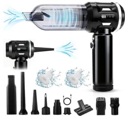 Glitzerlife - Handstofzuiger, Accu, Mini-Stofzuiger, Draadloos, 25000 Pa, Handstofzuiger, Sterk, 4-In-1 Autostofzuiger Met Borstelloze Motor, 3 Standen, DraagGlitzerlife -bare Stofzuiger Voor Auto - Zwart-Wit — thumbnail 1