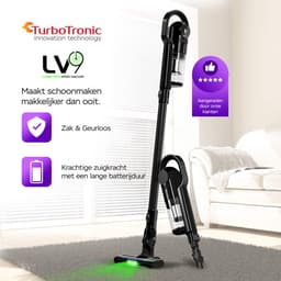 TurboTronic TT-LV9 – Draadloze Steelstofzuiger met Kruimeldief – LED-verlichting – Tot 32 Minuten Gebruikstijd - Zwart — thumbnail 2