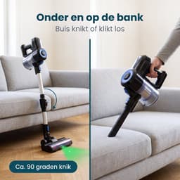 Cheqo® Steelstofzuiger Draadloos - Cycloon - Kruimeldief - 2 in 1 - Handstofzuiger - Snoerloos - Zakloos - Stofzuiger zonder Zak - Kruimelzuiger - op Accu - met HEPA Filter en LED Verlichting - voor Huisdieren - voor Harde Vloeren en Tapijt — thumbnail 3