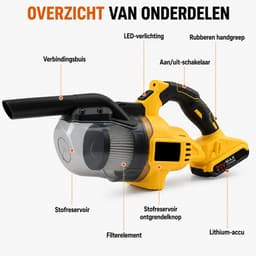 DPLUNIQ Stofzuiger - Handstofzuiger - Steelstofzuiger - Vloerreiniger - Gereedschap - Accessoires - 2x DeWalt 20V - Geel/Zwart — thumbnail 2