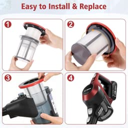 2-delige set HEPA-filters geschikt voor Bosch Unlimited 6-stofzuiger (12033215/12030438) - Wasbaar & herbruikbaar - hoge filtratie - vervangend filter geschikt voor Bosch Serie 6 inclusief - reinigingsborstel (voor BBS6/BCS6/BKS6/BSS6) — thumbnail 5