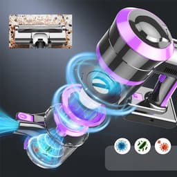 Steelstofzuiger Draadloos - Stofzuiger Kruimeldief - 400W - 30kPa Zuigkracht - 2 Standen - LED Display & Verlichting - 99,99% Filtratie - 1,2L Stofbak - Zonder Zak - Voor Vloer & Tapijt & Huisdier — thumbnail 4
