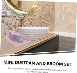 Mini bezem stoffer - Reinigingsset - Bureau schoonmaken - Draagbaar en praktisch - 34.5 cm - Paars — thumbnail 5