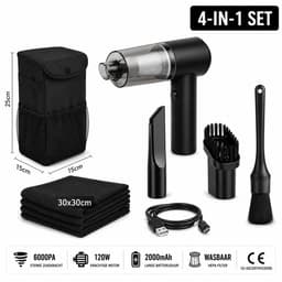 Draadloze Auto Stofzuiger - Handstofzuiger Oplaadbaar - 4-in-1 Reinigingsset - Krachtige Mini Stofzuiger voor Auto, Huis, Bureau & Toetsenbord — thumbnail 1