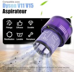 Stofbak + HEPA-filter compatibel met Dyson V11 V15 SV14 SV15 SV22, stofreservoir reserveonderdeel 970050-01/965443-01, 19,6 cm hoog — thumbnail 2